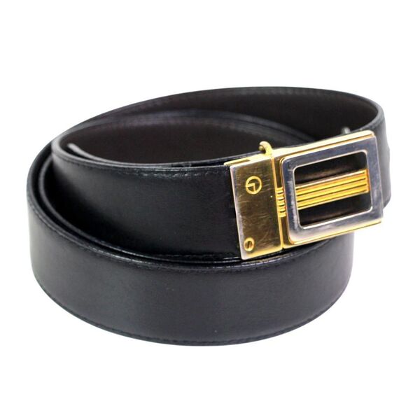 Goldlion BLACK BROWN REAL LEATHER 1 1/8"Wd REVERS CASUAL DRESS BELT Sz 36 (B4 - Picture 6 of 16